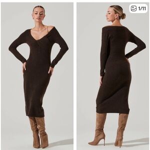 NEW Astr Naya brown knit sweater dress